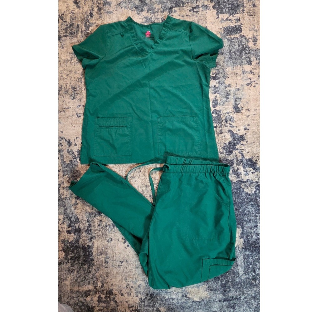Natural Uniforms Modern Fit Cool Stretch Scrub Set Hunter Green Large V-Neck